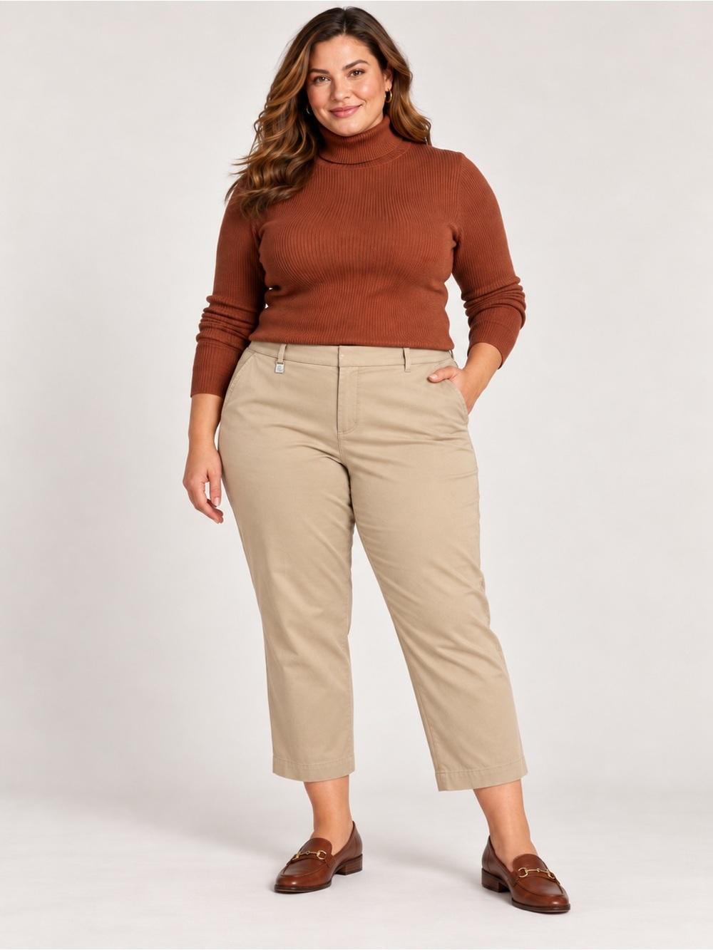 Ralph Lauren Cropped Straight-Leg Pants in Beige 100% cotton size 22W inseam 23i